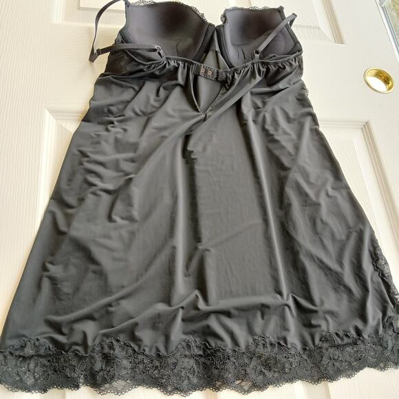 VS Padded Cup Mini Slip Dress 36C black underwire adjustable straps lace nylon - Picture 14 of 14